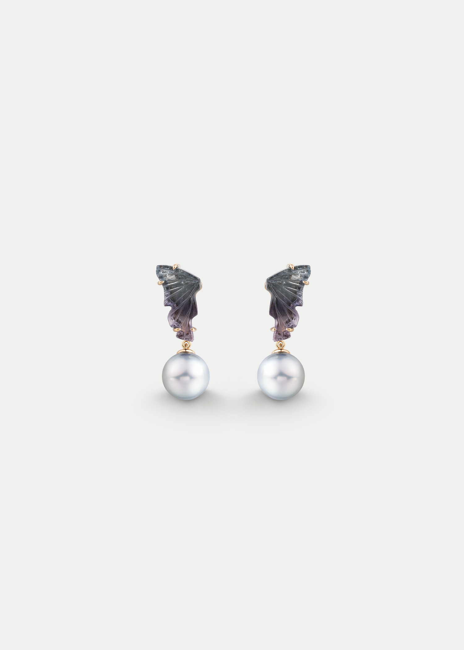 18kt Yellow Gold Tourmaline Tahitian Pearl Diamond Earrings