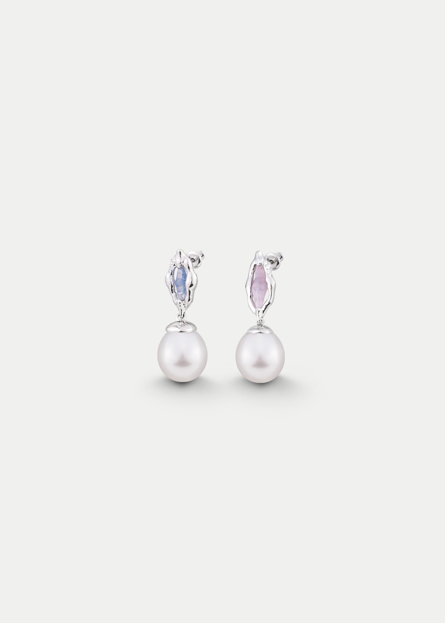 Platinum Sapphire Oval South Sea Pearl Diamond Earrings