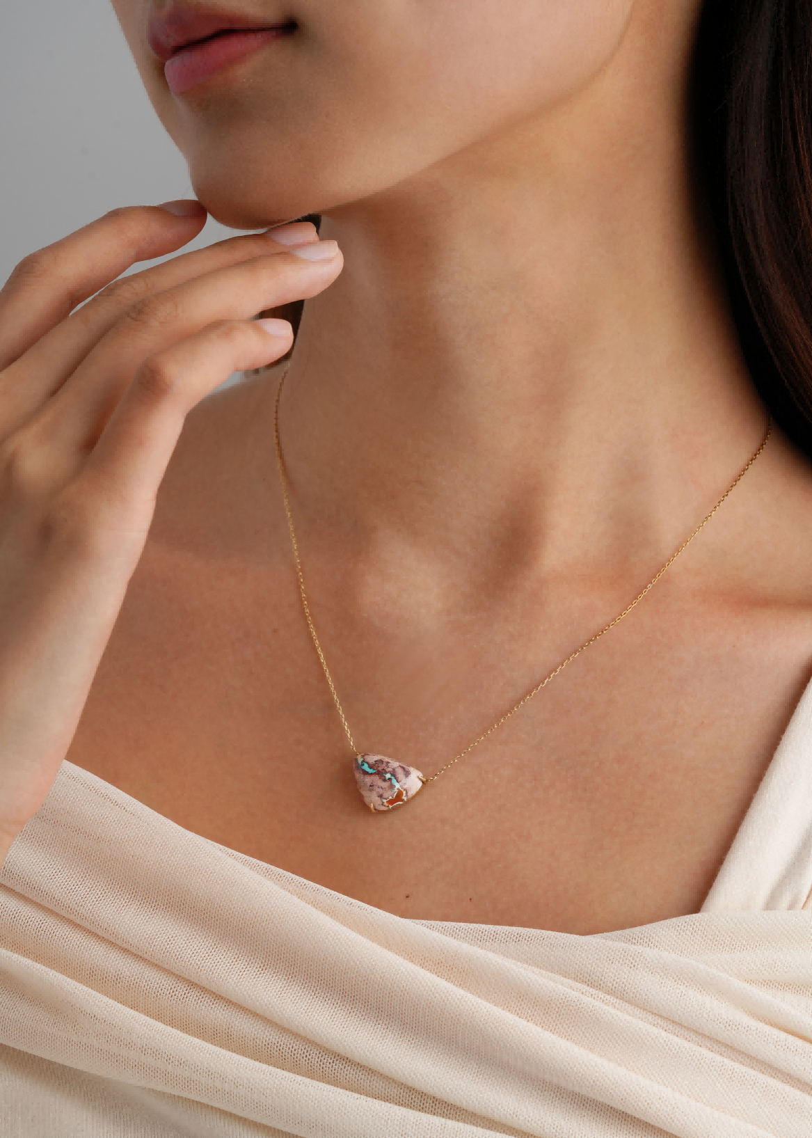 18kt Yellow Gold Opal with Wall Rock Necklace
