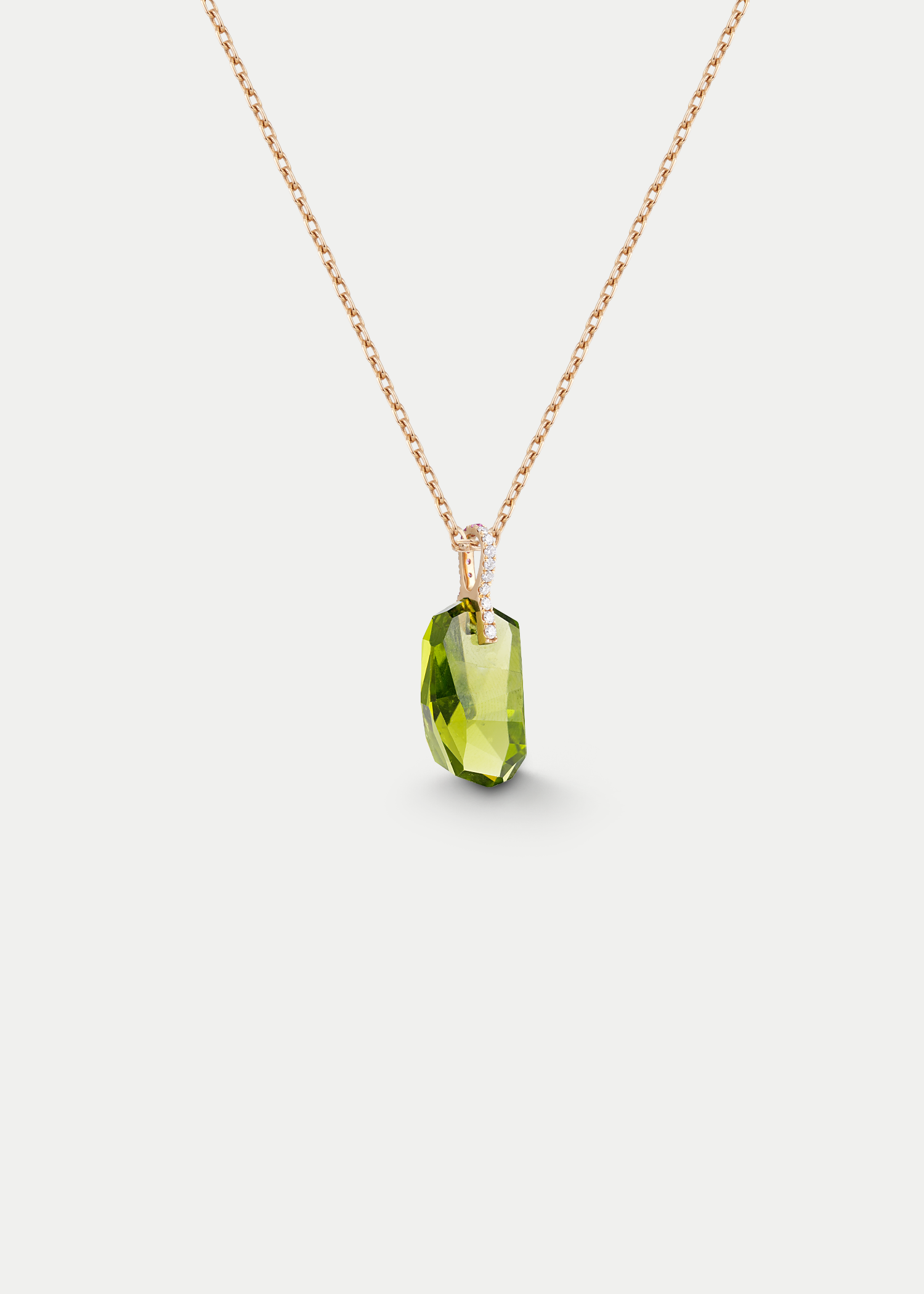 18kt Yellow Gold Peridot Diamond&Ruby Necklace