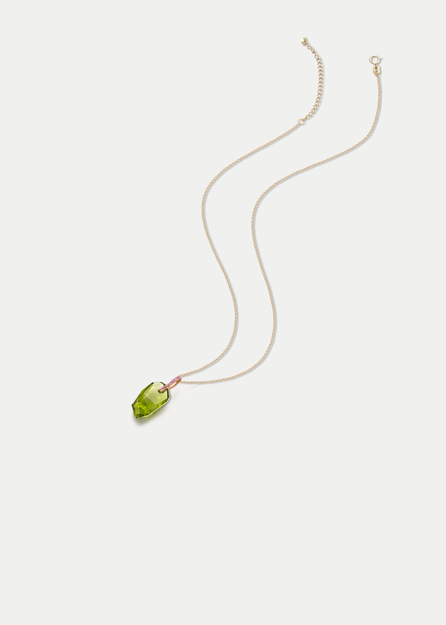 18kt Yellow Gold Peridot Diamond&Ruby Necklace