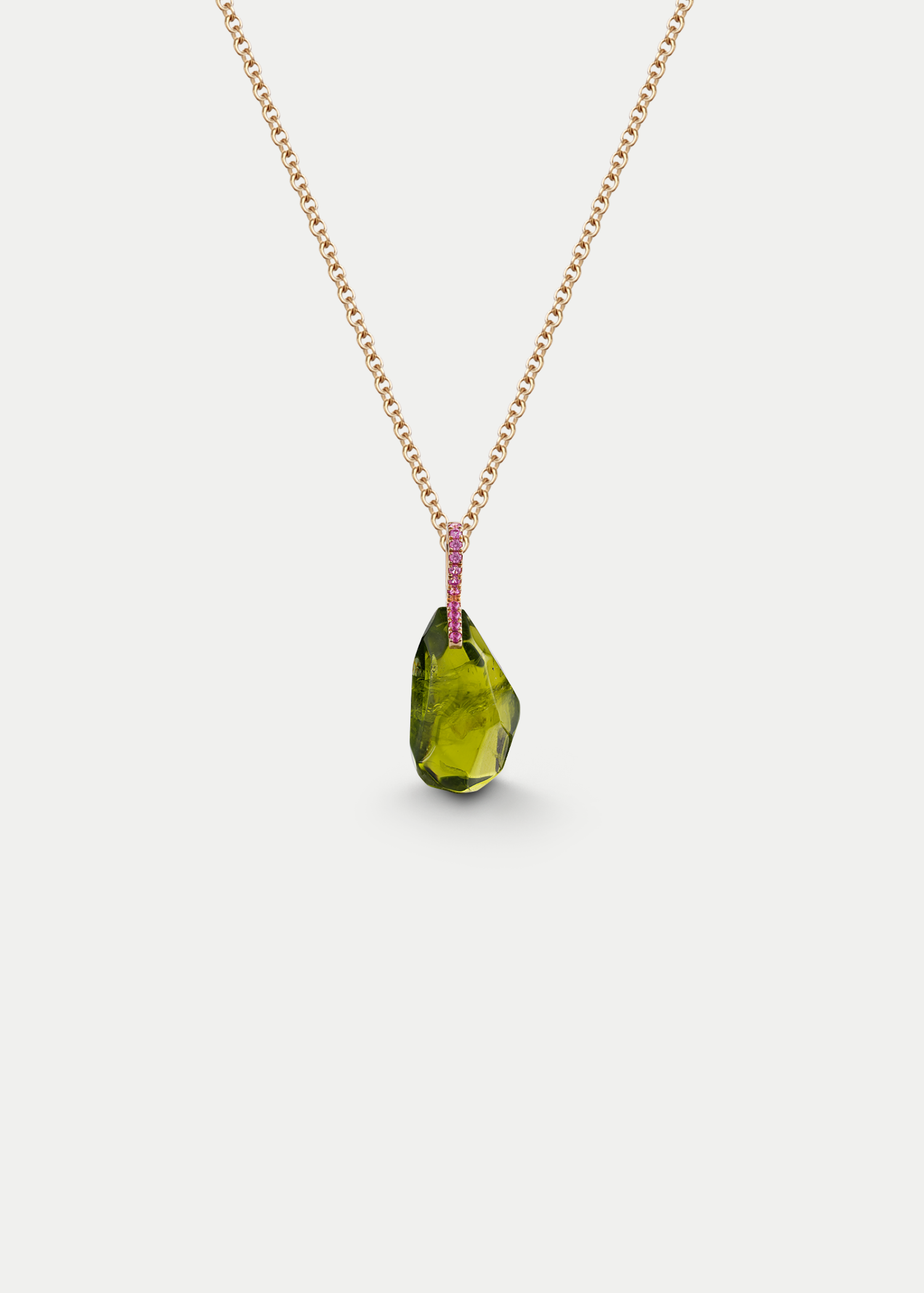 18kt Yellow Gold Peridot Ruby Necklace