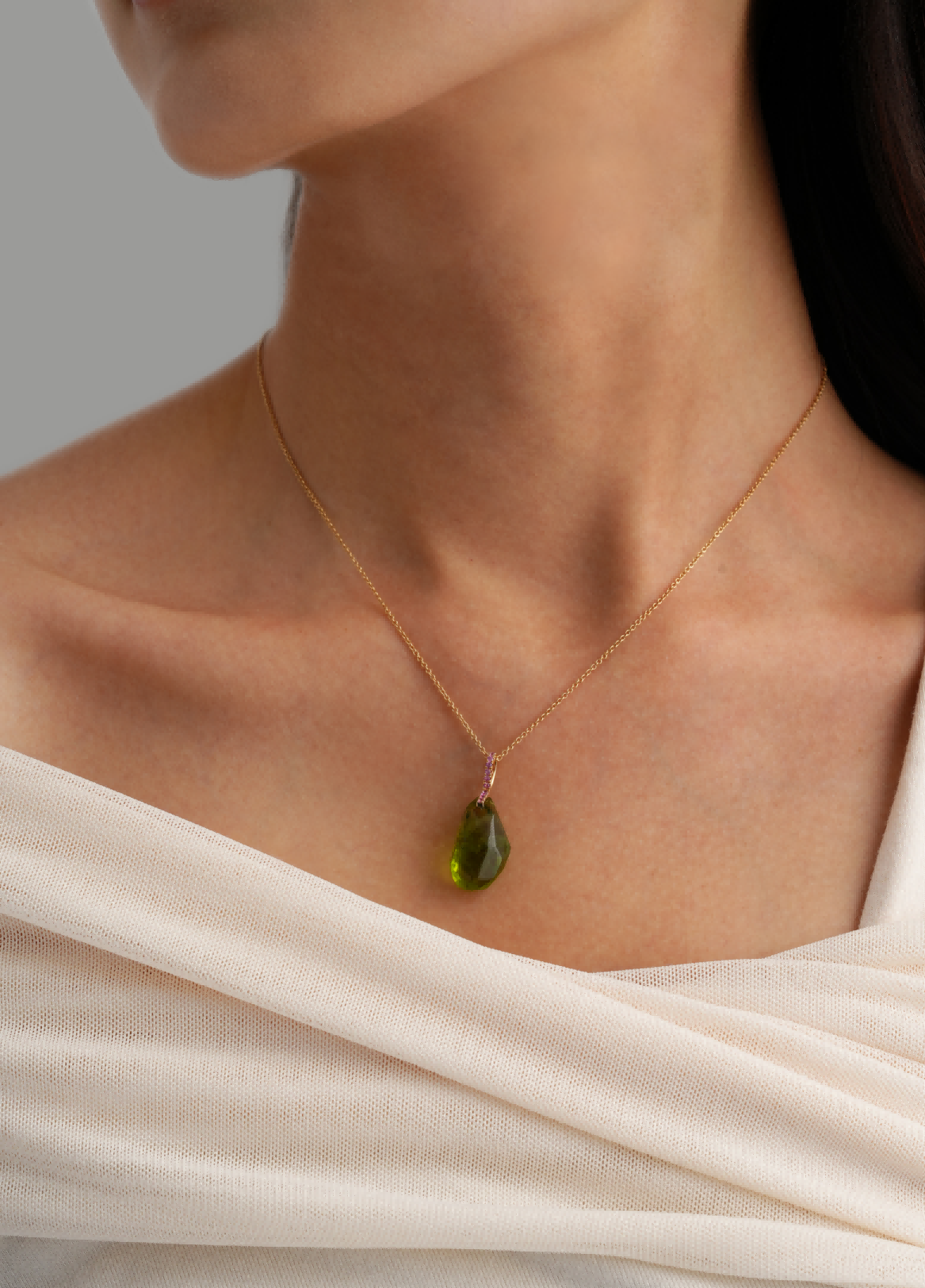18kt Yellow Gold Peridot Ruby Necklace