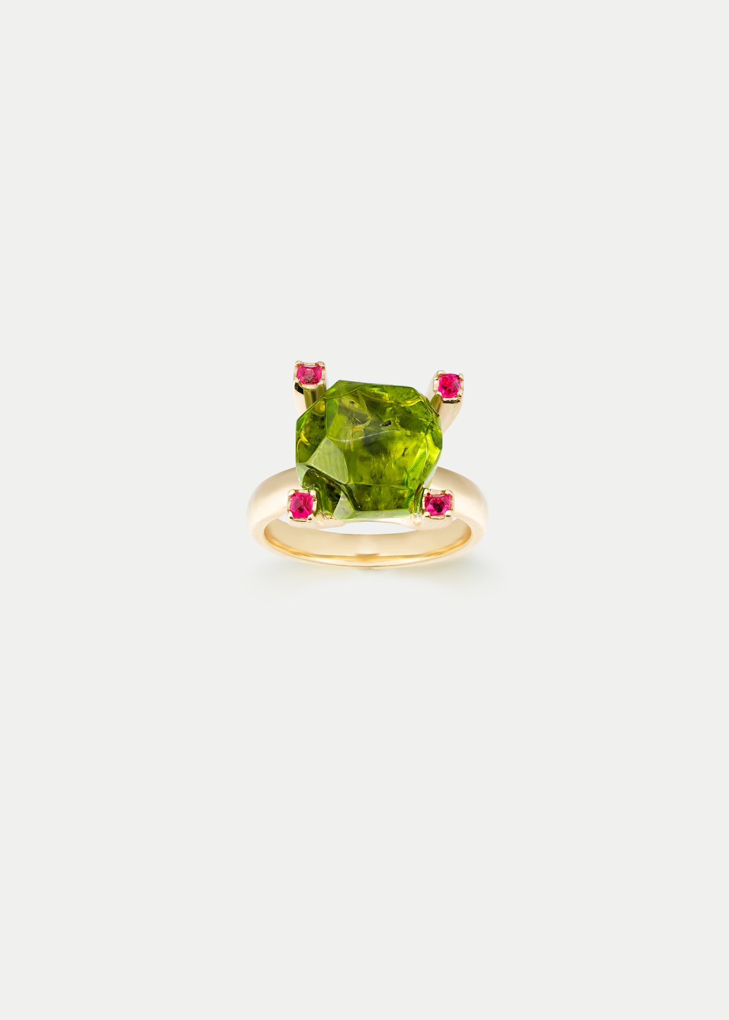 18kt Yellow Gold Spinel Peridot Ring