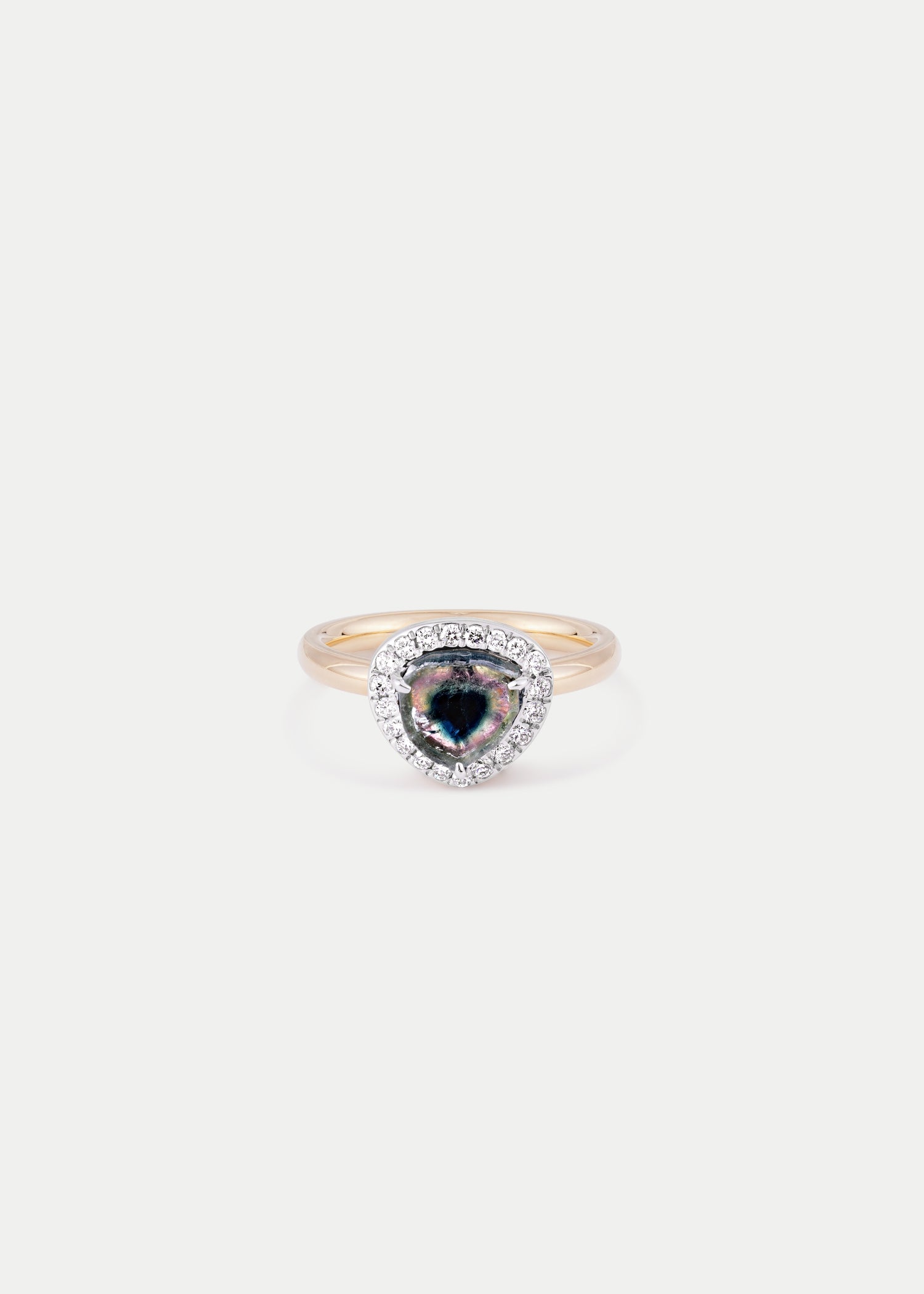 18kt Yellow&White Gold Tourmaline Diamond Ring