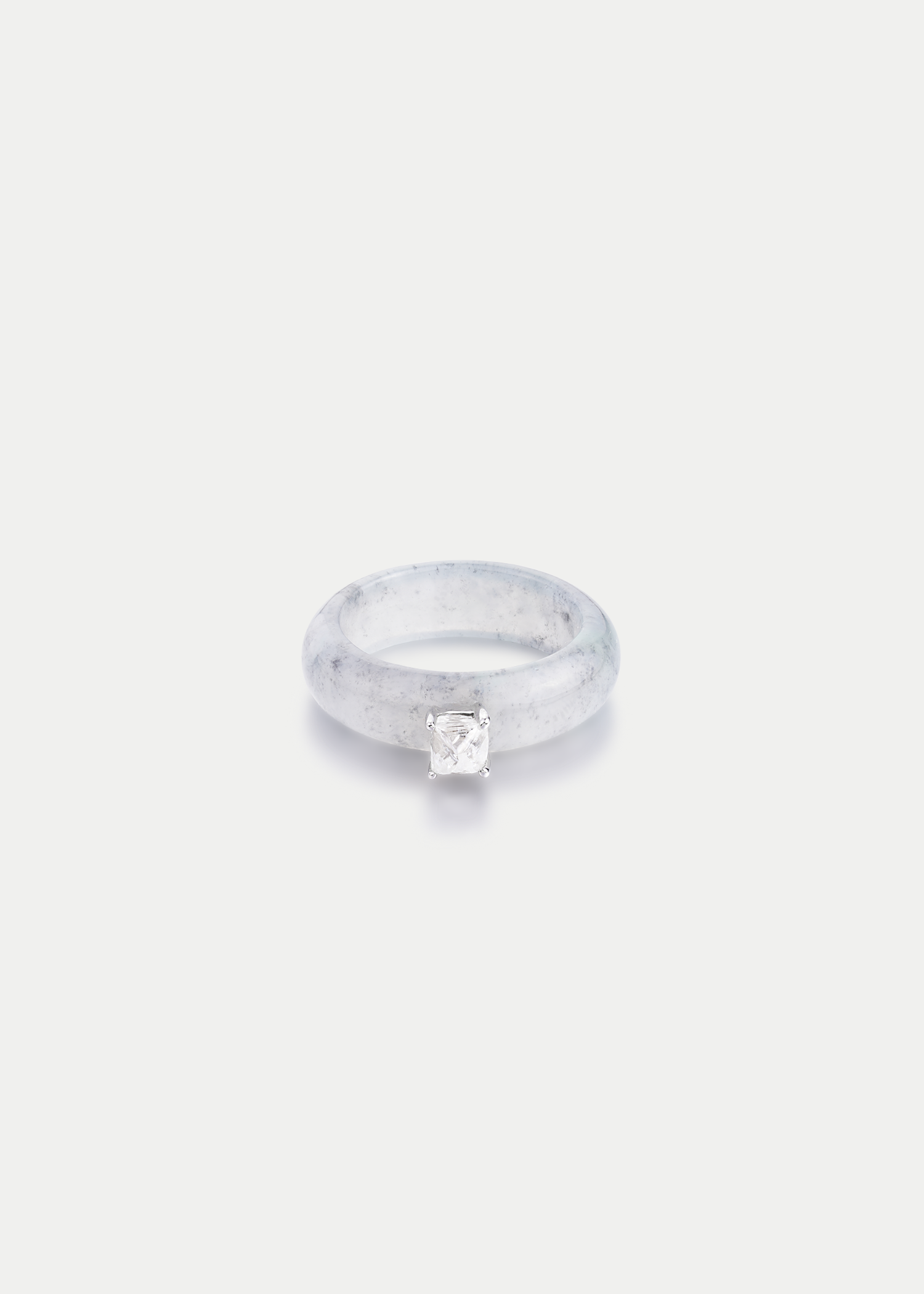 18kt White Gold Diamond Jadeite Ring