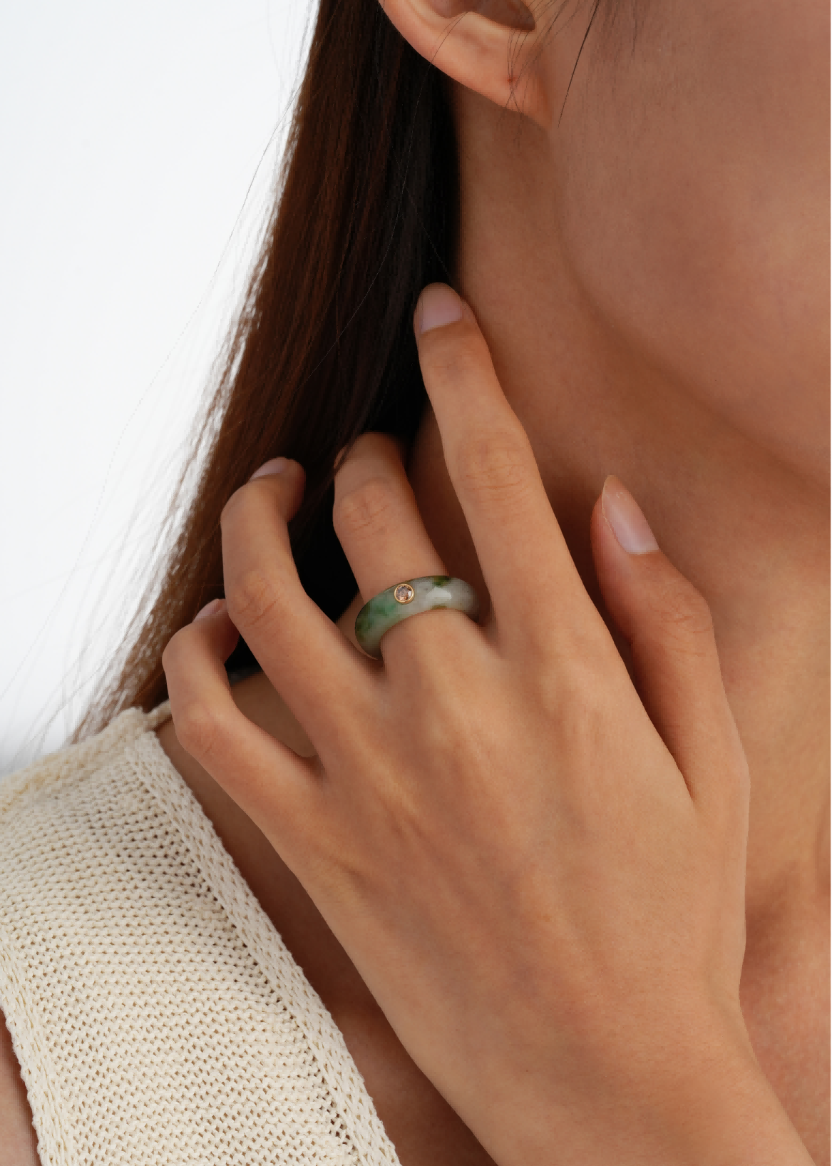 18kt Yellow Gold Diamond Jadeite Ring