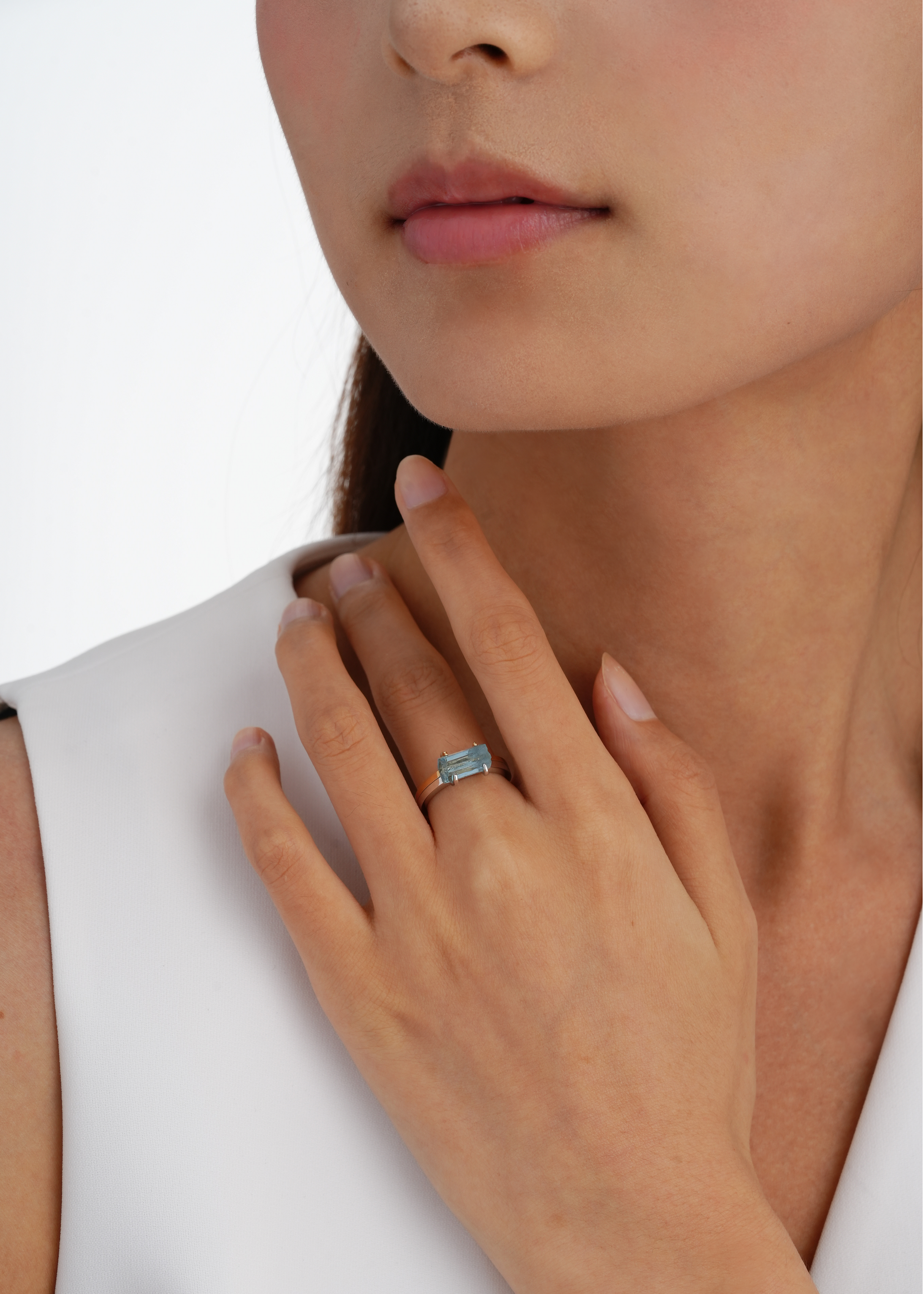 18kt Yellow Gold&Platinum Aquamarine Ring