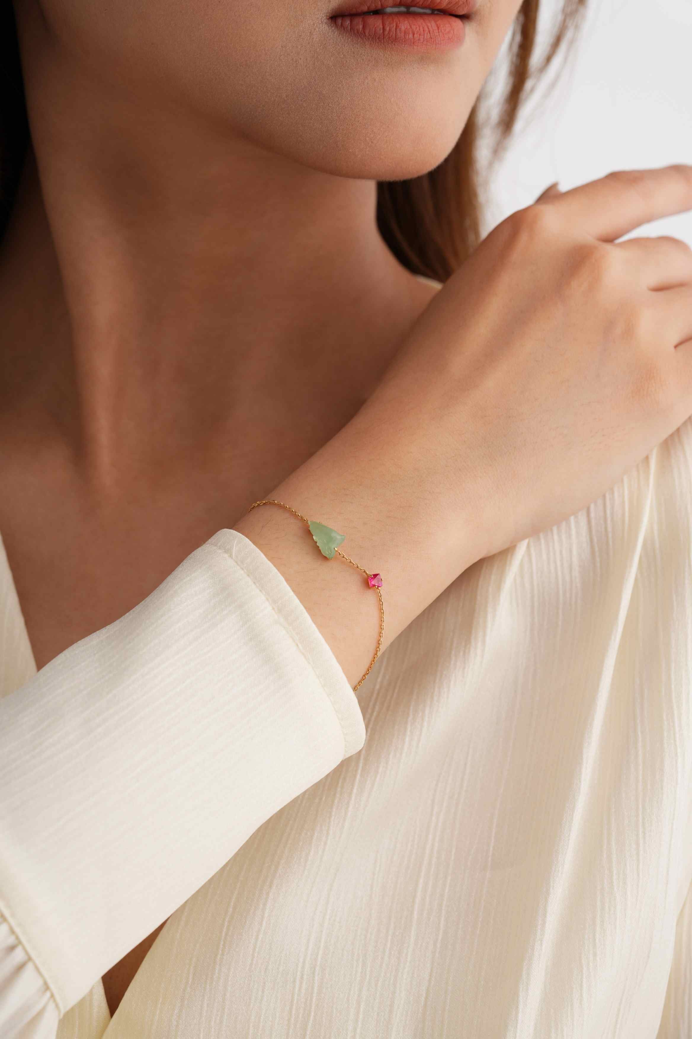 18kt Yellow Gold Spinel Jadeite Bracelet