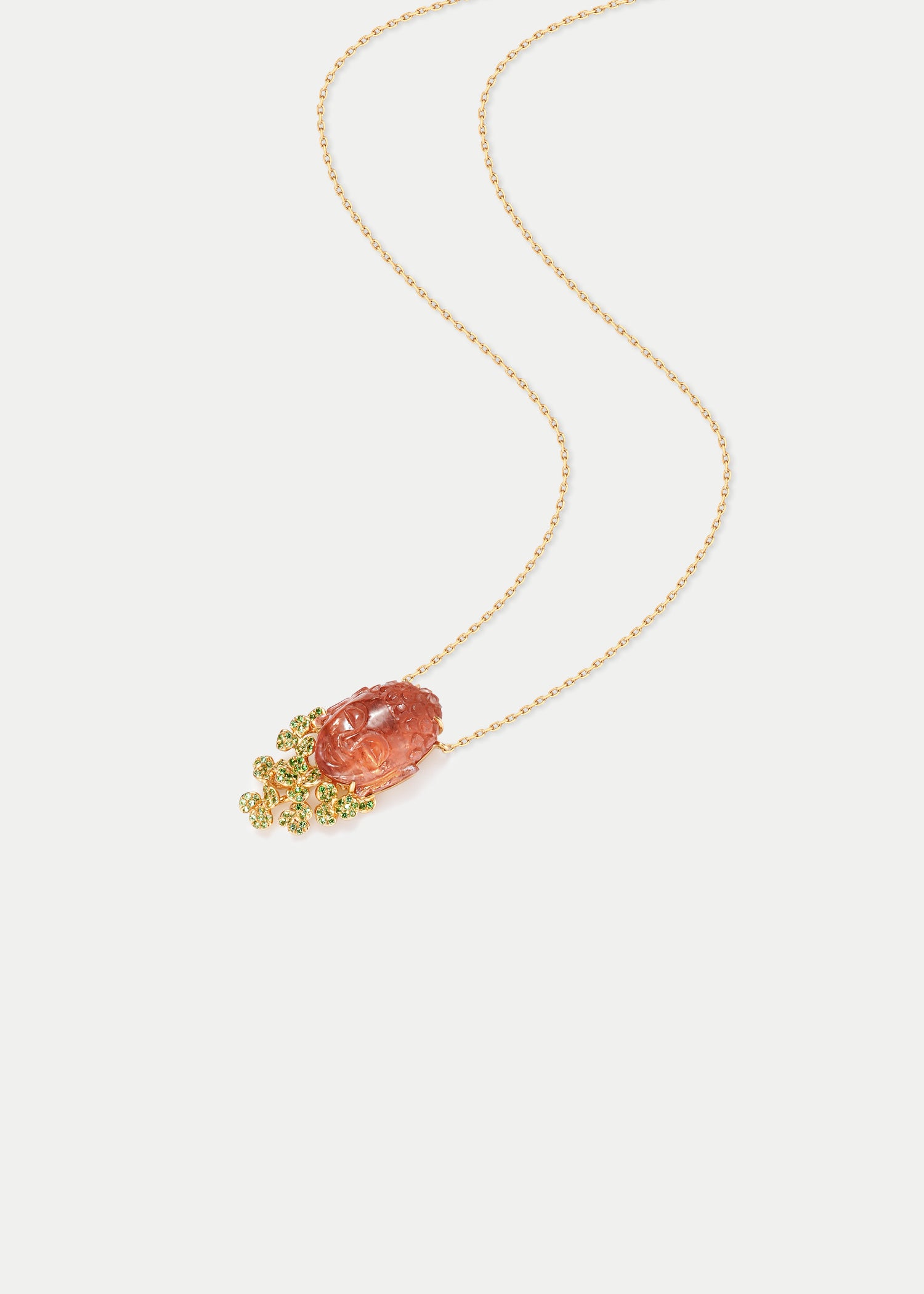 18kt Yellow Gold Tourmaline Tsavorite Necklace