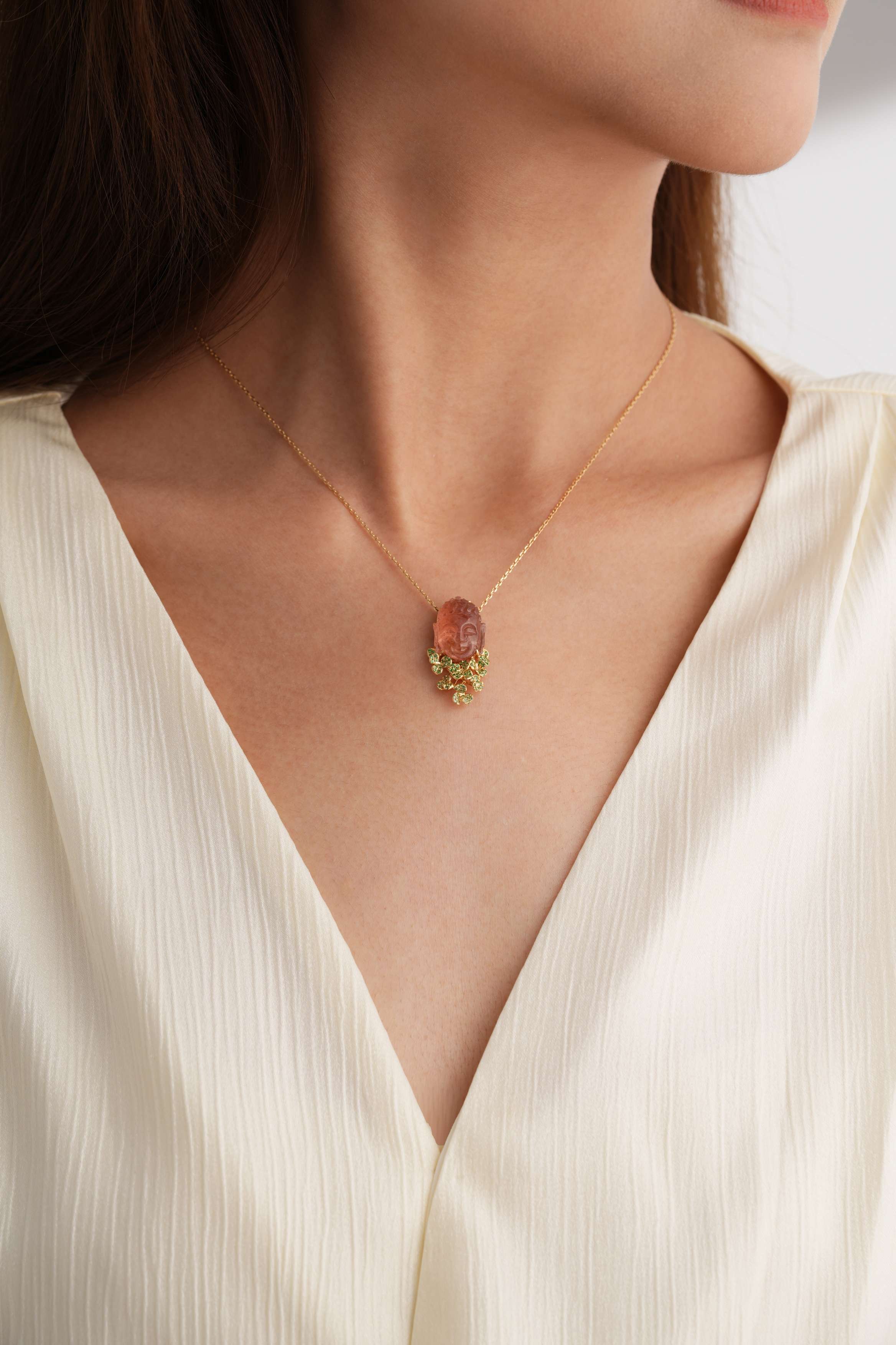 18kt Yellow Gold Tourmaline Tsavorite Necklace
