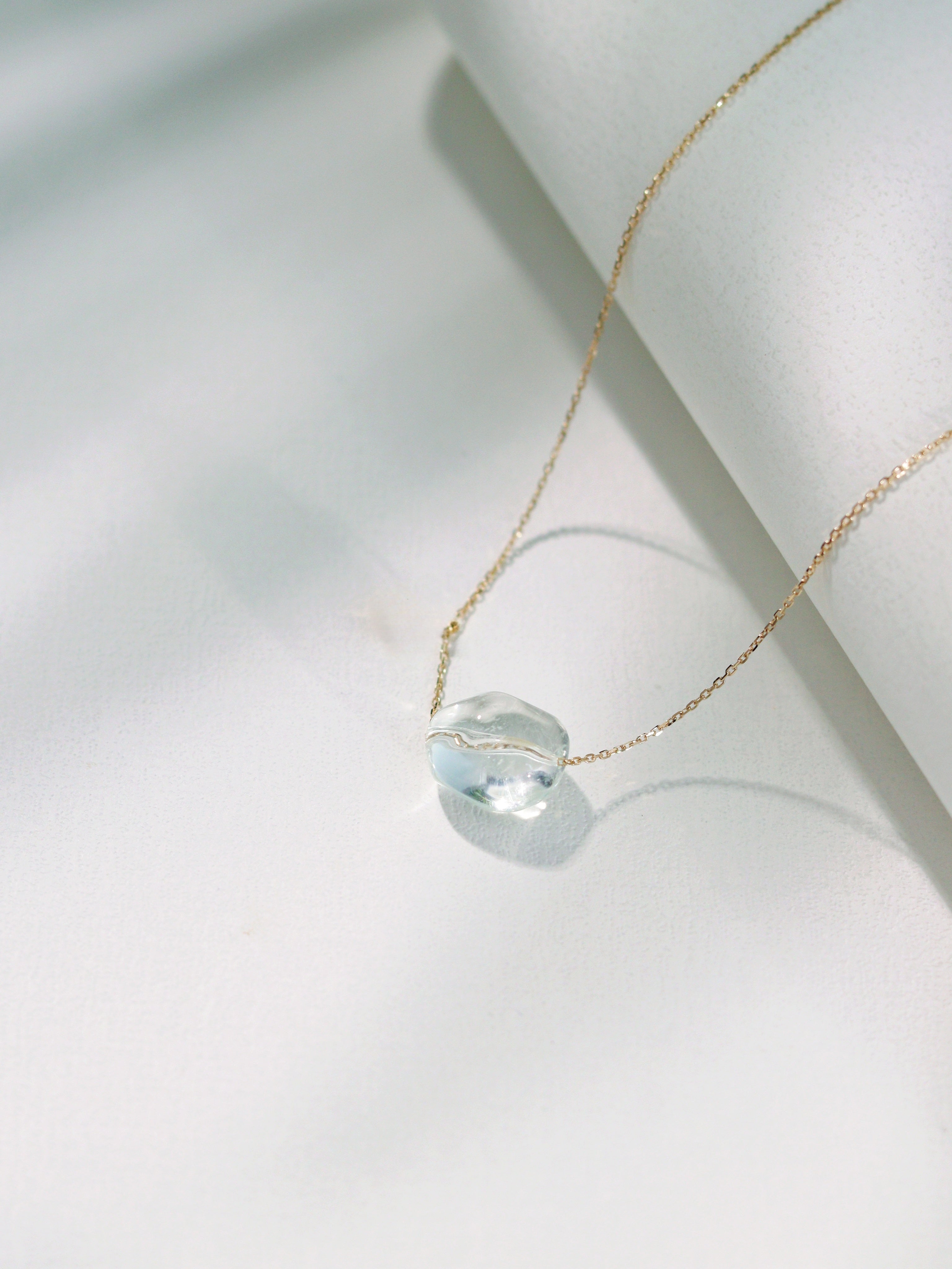 18K Gold Freeform Gemstone Bead & Colored Gemstone Small Pendant Necklace