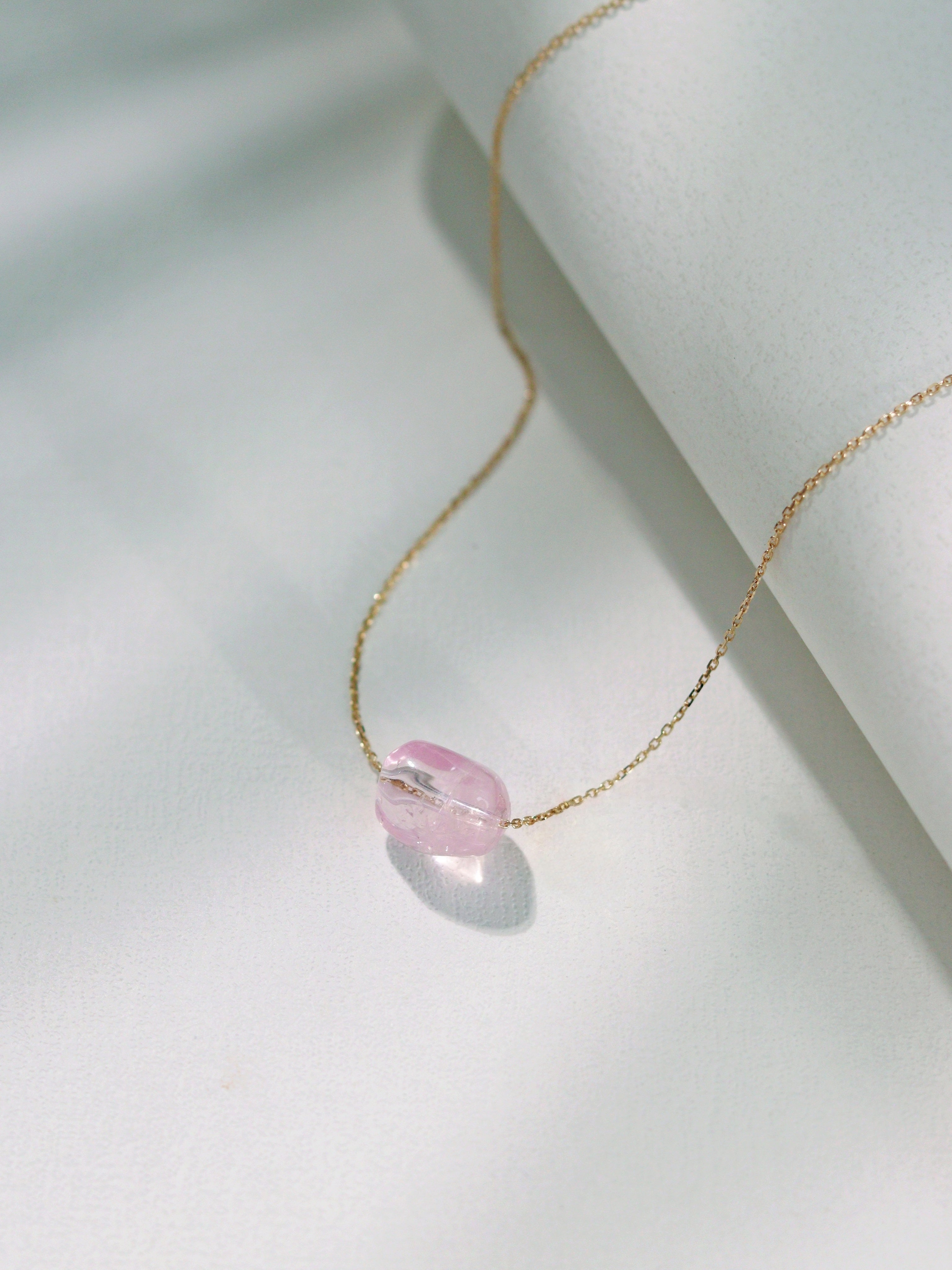 18K Gold Freeform Gemstone Bead & Colored Gemstone Small Pendant Necklace