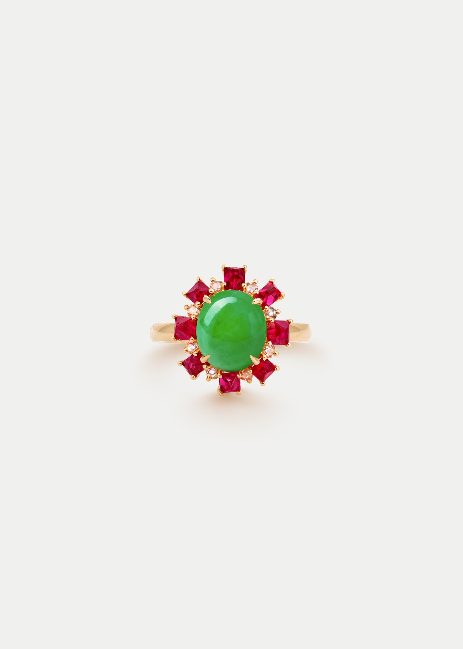 18kt Yellow Gold Jadeite Spinel Diamond Ring